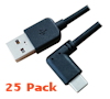 1 Meter 25 PACK USB Type-C 90 Degree Male to Type-A Male Cables, 480Mbps