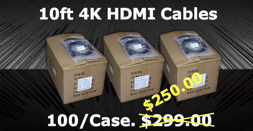 Box of 100 10ft HDMI Cables