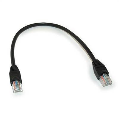 1ft Cat5E Ethernet RJ45 Patch Cable, Stranded, Snagless Booted, BLACK