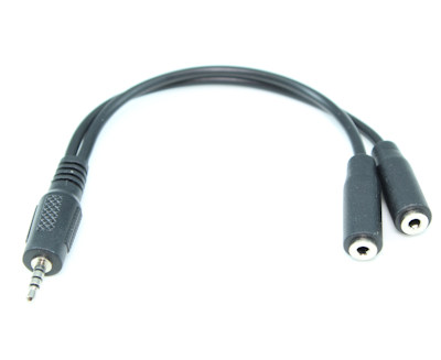 2.5mm 4 Conductor TRRS Y-Split:1 Male to 2 Female 4 Conductor Adapter Cable