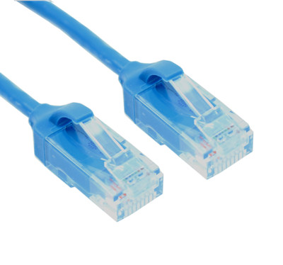 8ft Cat6 SLIM Ethernet RJ45 Patch Cable, Stranded, Snagless Booted, BLUE