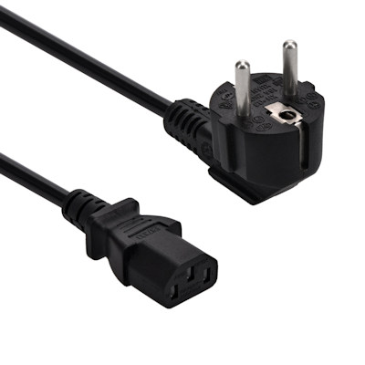 6ft Computer Power Cord (Schuko CEE 7/4 to C13 Plug 18AWG, Black