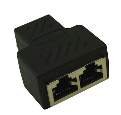 RJ45 CAT6/5E Ethernet 1 In, 2 Out Port Adapter/Coupler/Splitter