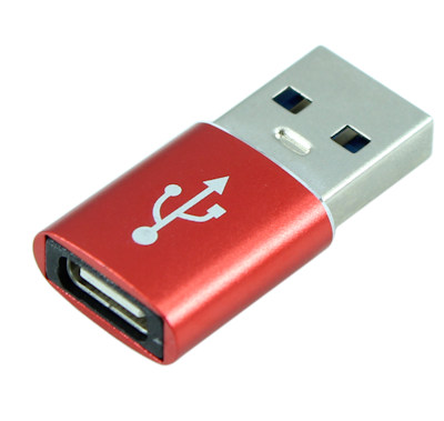 USB 3.2 Gen 1 Type-C Female to USB Type A Male Aluminum Shell Adapter, Red