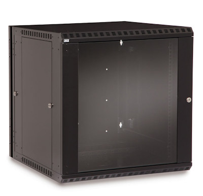 12U Swing-Out Wall Mount Cabinet 23inches Deep with Glass Door 