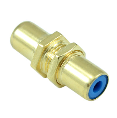 RCA Coupler or Panel Mount Connector, Gold Plated, Blue