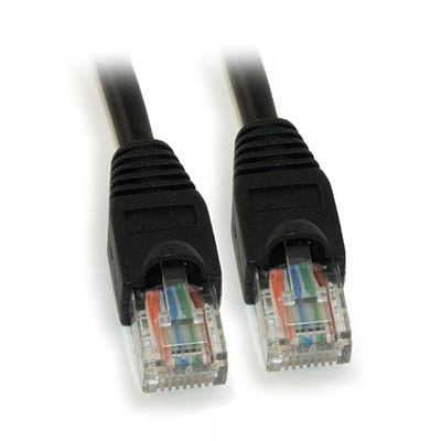 60ft Cat5E Ethernet RJ45 Patch Cable, Stranded, Snagless Booted, BLACK