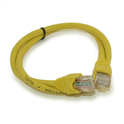 2ft Cat6 Ethernet RJ45 Patch Cable, Stranded, Snagless Booted, YELLOW