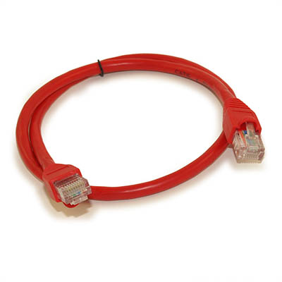 2ft Cat6 Ethernet RJ45 Patch Cable, Stranded, Snagless Booted, RED