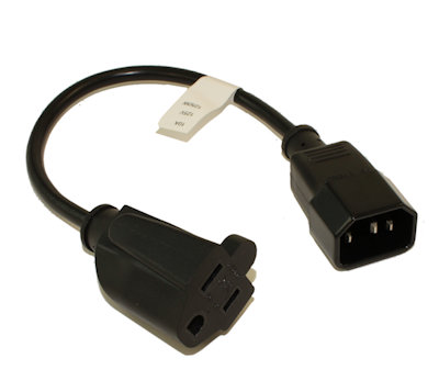 1ft Computer Power Cord (NEMA 5-15R to C14 Plug), 18AWG, Black