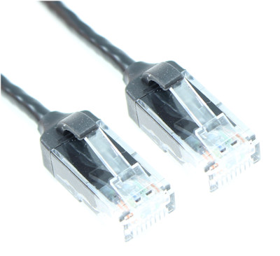 1.5ft Cat6 SLIM Ethernet RJ45 Patch Cable, Stranded, Snagless Booted, BLACK