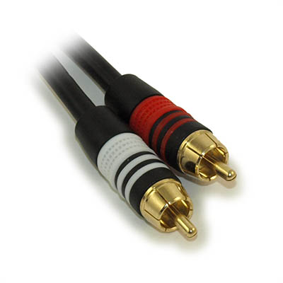 12inch 2 Wire RCA Premium Component Audio Cables, 24K Gold Plated, Black