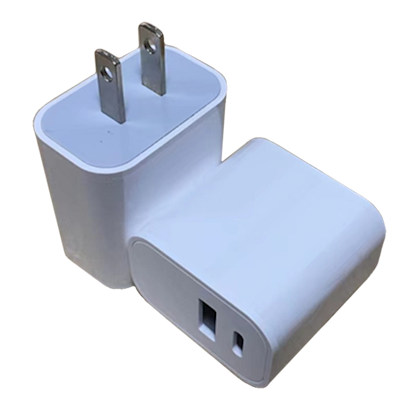 2 Port 110v/5v USB Dual Type-A/C PD/QC Charge Port, White