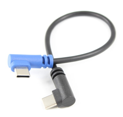 8 INCH USB 2 Type-C Male Angled to Type-C Male Angled Cable 480Mbps, Black