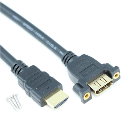 10 INCH PANEL-MOUNT HDMI Female/Male Cable (30 AWG Gold Plated