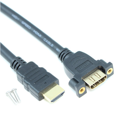 3FT INCH PANEL-MOUNT HDMI Female/Male Cable (30 AWG), Gold Plated