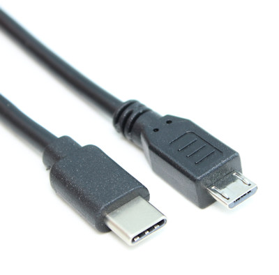 6inch USB 2.0 Type-C Male to Micro-B 5Pin Male Cable 480Mbps, Black