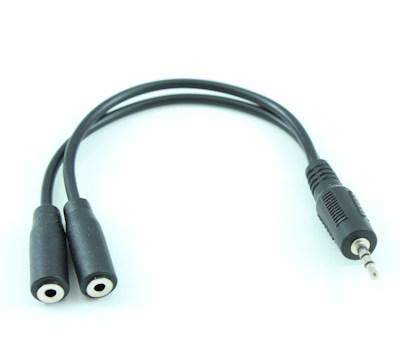 2.5mm 3 Conductor TRS Y-Split:1 Male to 2 Female Stereo Adapter Cable