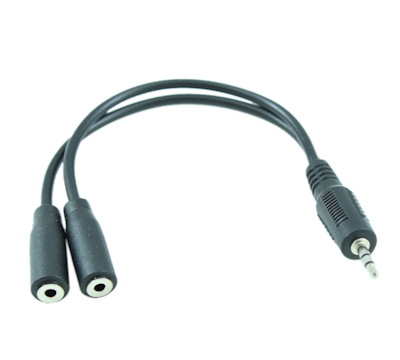 2.5mm 3 Conductor TRS Y-Split:1 Male to 2 Female Stereo Adapter Cable