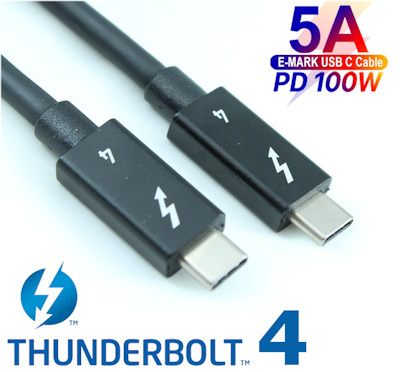 6.6ft USB4 Type-C Thunderbolt 4 (40Gbps, 100W, PD, 8K) Intel Cert Cable