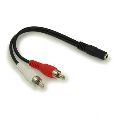 6 INCH 3.5mm Mini-Stereo TRS Female to Two RCA Male Speaker Adapter