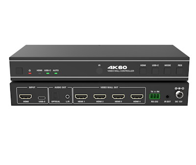 2x2 Video Wall Controller - 1 HDMI Source to 4 TVs 4K@60Hz Multi-Mode