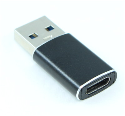 USB 3 Type-A MALE to USB-C Female Adapter, Low Profile, Black 