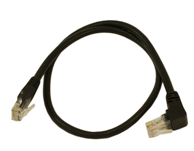 6INCH Cat6 ANGLED-UP Ethernet RJ45 Patch Cable, NON-BOOTED, BLACK