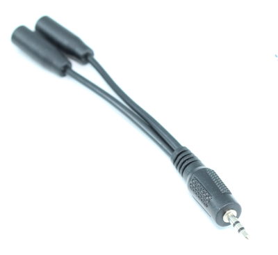 4inch 2.5mm Mini-Stereo (TRS) Male to 2x2.5mm MONO (TS) Adapter Y-Cable Female Splitter
