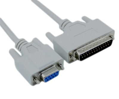 15ft Serial NULL-MODEM, DB25 MALE TO DB9 FEMALE CABLE