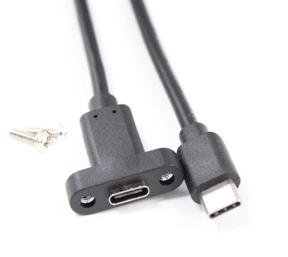 6inch USB 2.0 480Mbps Type C Male to C Female PANEL MOUNT Cable