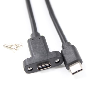 3FT USB 2.0 480Mbps Type C Male to C Female PANEL MOUNT Cable