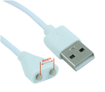 3ft USB 2.0 Type A Male to 2 Pin 8mm Magnetic Power Cable, White