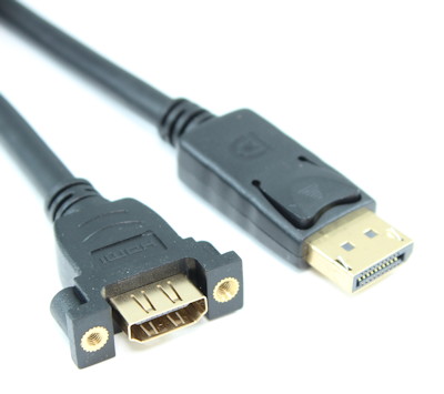 3ft PANEL-MOUNT HDMI Female / DisplayPort Combination Cable (30 AWG Gold Plated)