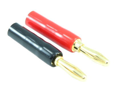 Speaker Wire - STRAIGHT Banana Plugs (Pair) Black/Red over Gold (Screw ONLY)
