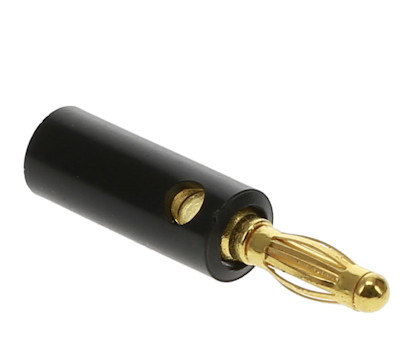 Speaker Wire - STRAIGHT Banana Plugs BLACK over Gold (Screw ONLY)