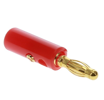 Speaker Wire - STRAIGHT Banana Plugs RED over Gold (Screw ONLY)