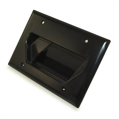 Wall plate: Triple-Gang Recessed Cable Pass-thru, Black