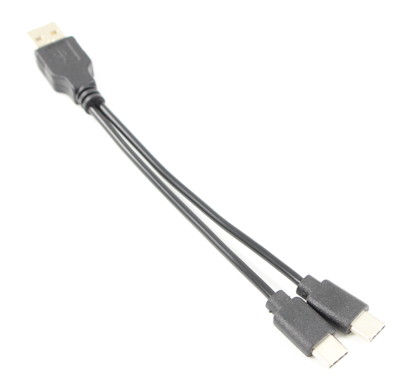 6inch USB Type-A to Dual x USB-C Y Adapter Cable, CHARGING ONLY