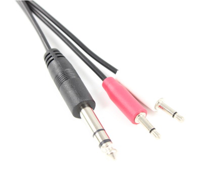 6ft Y-Cable 1/4IN TRS Male to 2 3.5mm TS (Mono) Male Cable