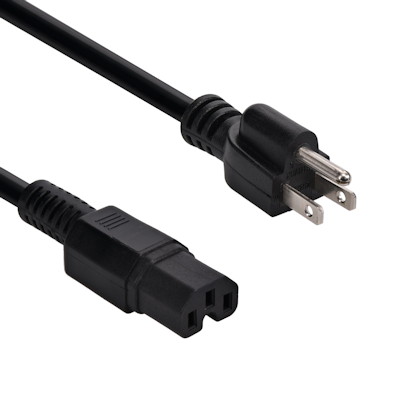 10ft Computer Power Cord (NEMA 5-15P to C15 Plug) 14AWG, Black