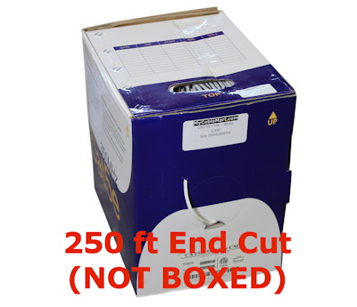 250 FT Length CAT5E Bulk Network Cable UTP/CMR Unshielded Solid 350MHz White