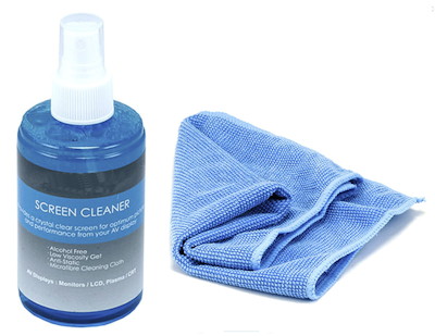 Cleaner Kit (Solution and MicroFiber Cloth) for LCD, Plasma, and Computer Screens, 200ml