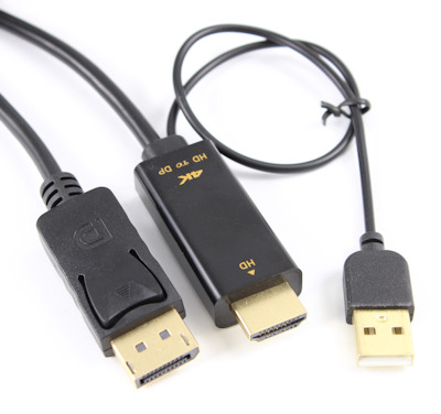 10ft HDMI (Source) to DisplayPort Cable Gold Plated 4K@60Hz, Black