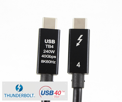 3ft USB4 Genuine Thunderbolt 4 Type-C (40Gbps, 240W, PD, 8K) Cable