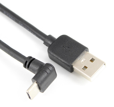 10 FT USB Type-C ANGLED Male to Type-A Male Cable, 480Mbps, Black