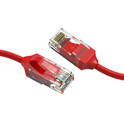 10ft Cat6 SLIM Ethernet RJ45 Patch Cable, Stranded, Snagless Booted, RED