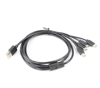4ft USB Type A to 4 USB-C Breakout/Squid Splitter Cable, Black