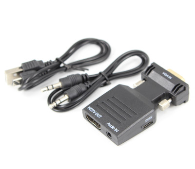 VGA with 3.5mm Audio to HDMI (to 1080P) Digital Converter, Portable