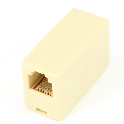 RJ12 6 Pin Modular Telephone Coupler, Straight Thru, Ivory